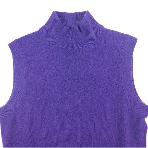 Jardin Des Orangers Cashmere Sleeveless Turtleneck Sweater Vest Purple Size M - Picture 3 of 11